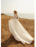 Long Sleeves Ivory Lace Chiffon Boho Wedding Dress